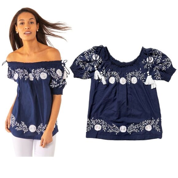 Gretchen Scott Garden Embroidered Tassel Top Size Small - Picture 1 of 13
